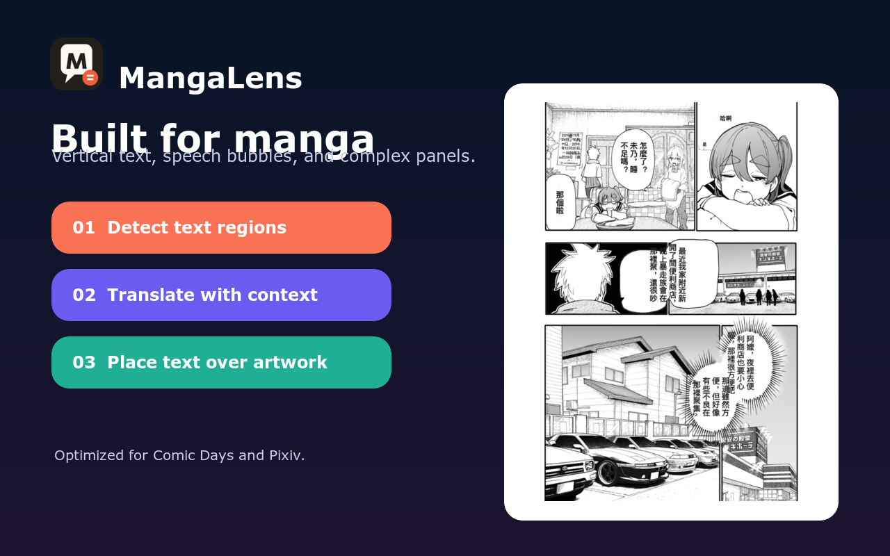 MangaLens manga-aware text detection and placement example