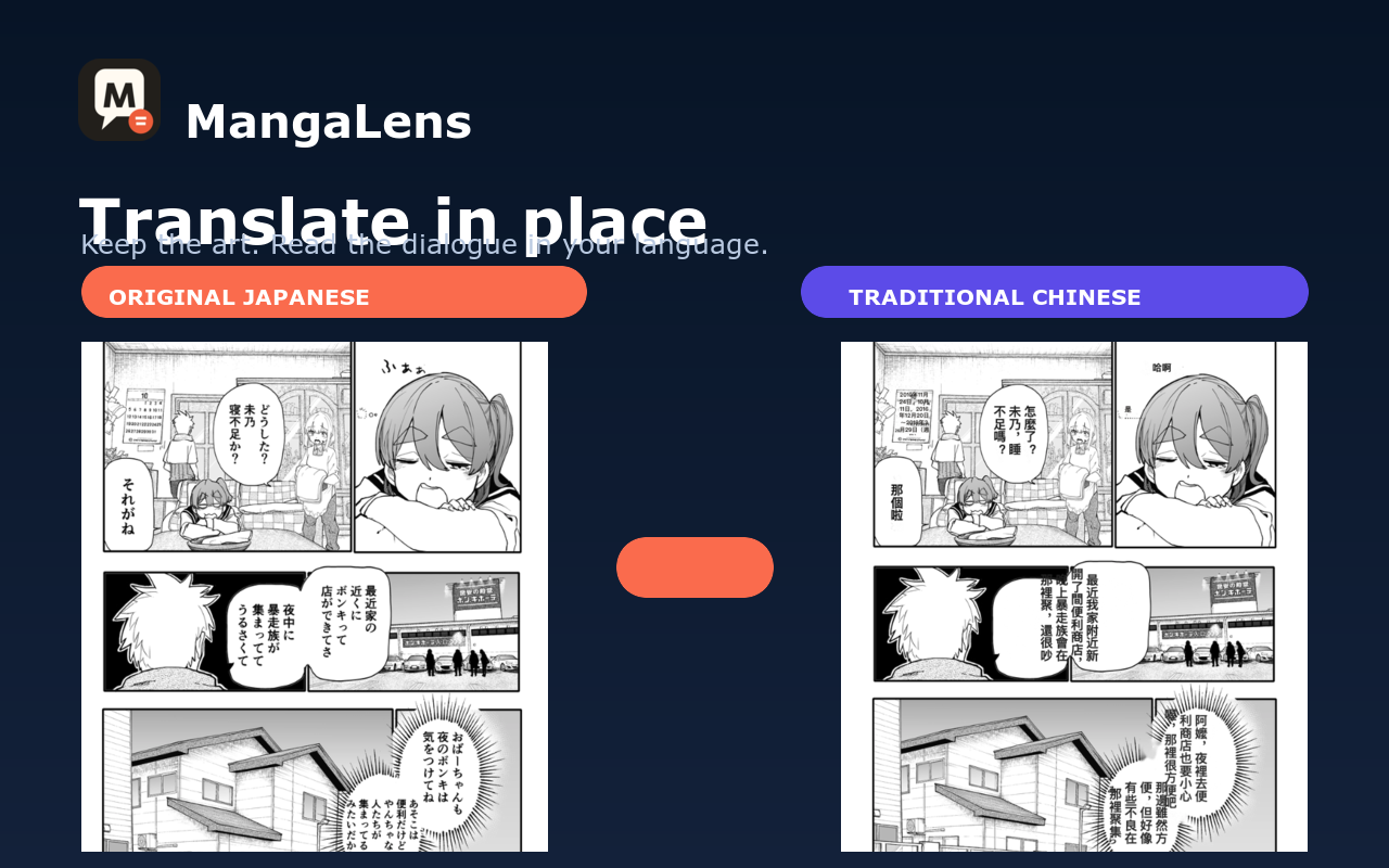Japanese manga page translated into Traditional Chinese with MangaLens